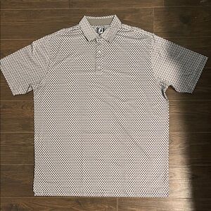 FootJoy White Polo with Navy Geometric Print